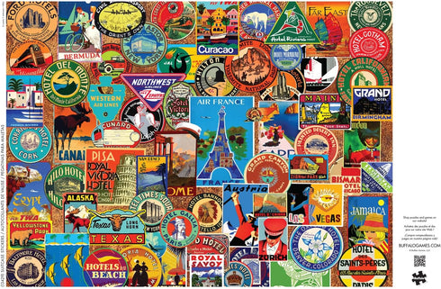1000 Piece Jigsaw Puzzle for Adults - Suitcase Stickers by Buffalo Games - Lewis T Johnson - 26.75 x 19.75
