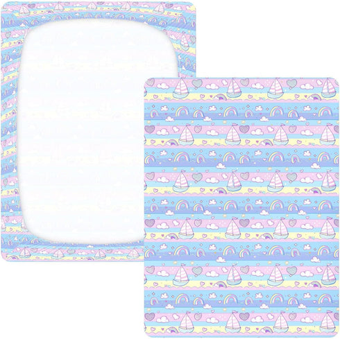 miaozhen Sailboat 1 Pack 52x28 Cotton Crib Sheets for Baby Boys Girls Soft Breathable Island Cartoon Crib Mattress