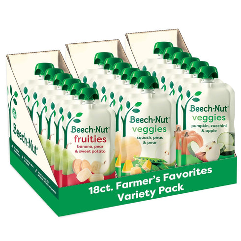Beech-Nut Baby Food Pouches Variety Pack, NEW Farmer's Favorites Fruit & Veggie