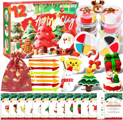 MuseLuxe Air Dry Clay - 12 Boxes Christmas Modeling Clay Kit with 8
