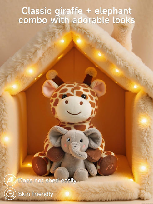 TUMAMA Interactive Giraffe & Elephant Talking Singing Toys, Mimicking Toy with Repeating What You Say, Interactive