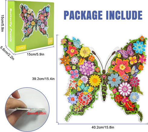 Puzzles for Kids Ages 6-8, 8-10 and Adults, Butterfly Shaped Jigsaw Puzzles for Home Wall Decor
