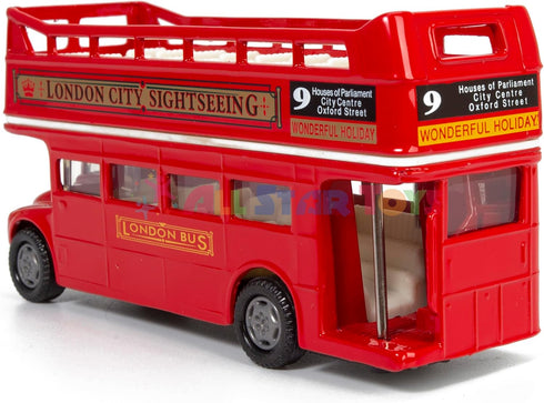 London Double Decker Bus Open Top - Red Motormax 76008 - 4.75" Diecast Model Toy Car