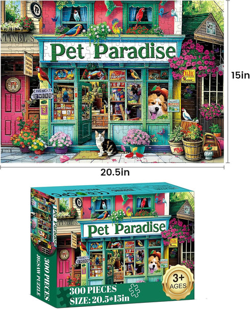 WSCXSC 300 20.5 15 Jigsaw Puzzles for Adults Pieces Pet Store Adult Puzzle Animals Paper Puzzle Large Poster Birthday