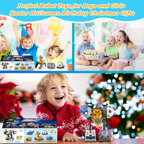 VUSUMOK 5-7 Cars,5in1 2-4,5pcs Transformer Toys for Ages Pull Back Toy Alloy Educational Kids Toys for Ages Animals