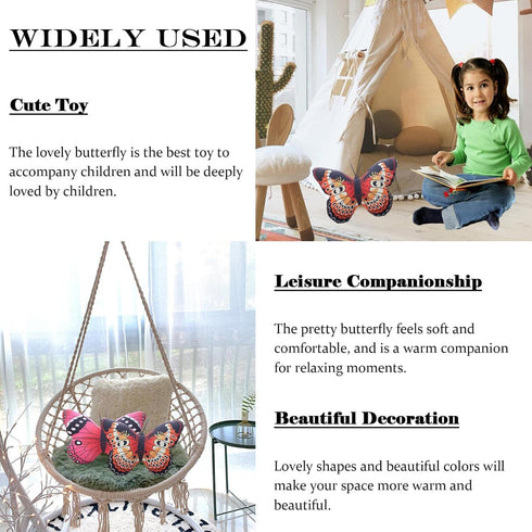 Butterfly Stuffed Animal Plush - Kawaii Butterfly Pillow Toy (16"×12", Colorful)