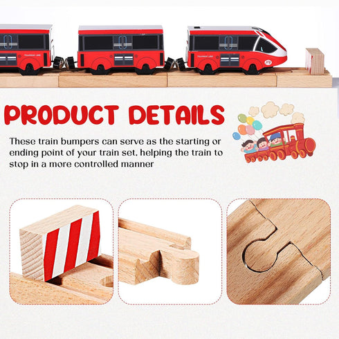 8 Liliful Pieces Wooden Train Track Bumpers, Male and Female Bumpers Wooden Train Track Accessories, Multi Style