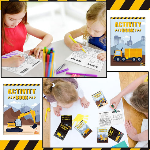 36 Set Sinmoe Piece Mini Activity Books for Kids' Parties, Includes Construction Trucks: Dump Trucks, Diggers, Cranes