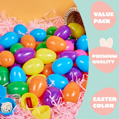 500 2.3" JOYIN PCS Easter Eggs, Empty Plastic Eggs Fillable Colorful Bright Eggshell Bulks for Easter Hunt, Filling
