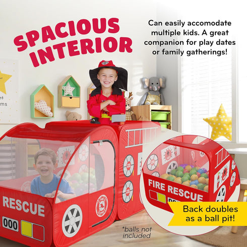 Kiddey Fire Truck Play Tent for Kids - Firetruck Tents with Sirens and Fireman Sound Button for Girls, Boys, & Toddlers