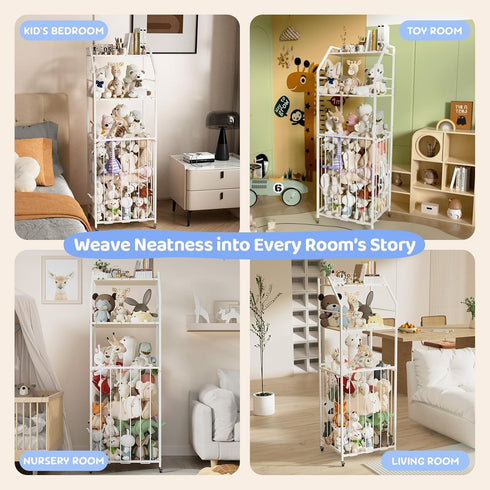 Yoimori 3 Nursery(57.9H) Stuffed Animal Storage Zoo Tier - Large Stuffed Animals Holder Wood and Metal Plush Toy
