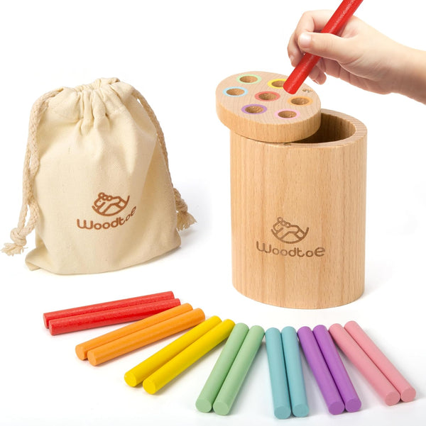 Wooden Montessori Sticks Toys for Kids 7 Colors Toddler Learning Educational Sorting Toy