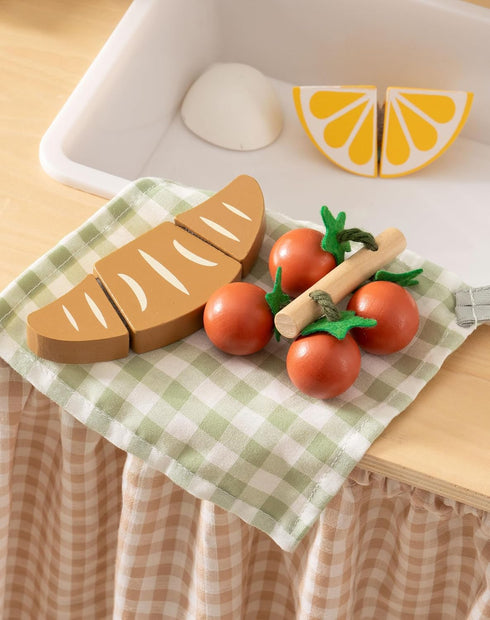 16pcs Set Playset, ROBUD Kids Play Kitchen Knife - Wooden Cooking Montessori-Inspired Pretend Kitchen Toys