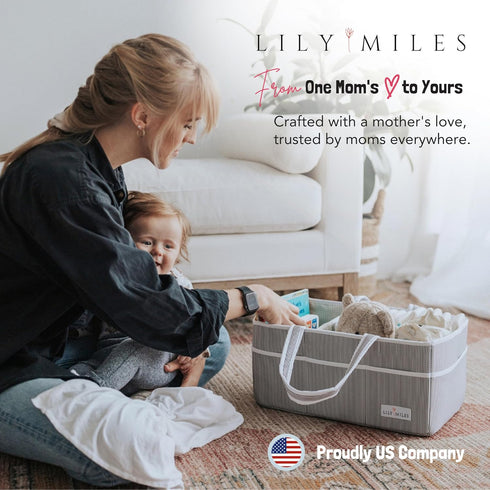 Lily Miles Baby Diaper Caddy - Organizer Tote Bag for Baby Girl Essentials - Baby Shower Basket - Nursery Must Haves