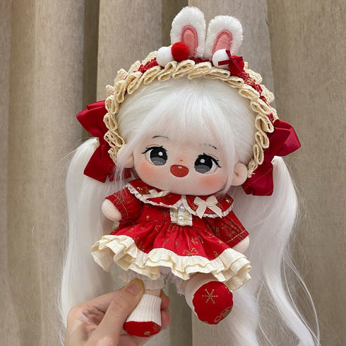 Plush Doll Clothing Set for 20cm Anime Character, Adorable Costumes for Plush Toys Gift for Girls (Red Clothes)
