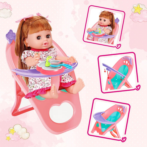 Baby Doll Toys Set, 14" Doll Toys, 25Pcs Doll Care Playset for Toddlers, Baby Gift for 3-6 Year Olds