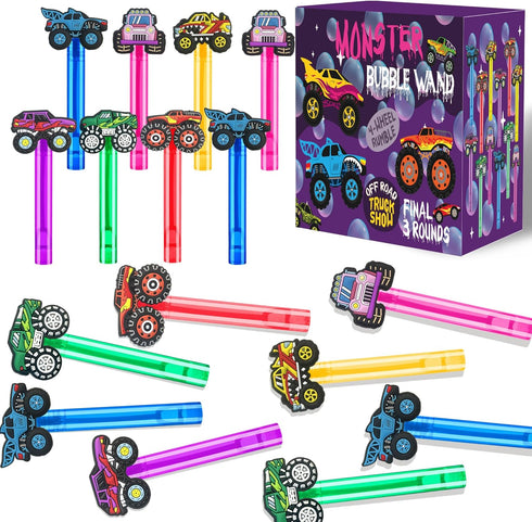 PLOUGVI 24Pcs Truck Bubble Wands for Birthday Party Favors Decorations, Durable Truck Bubble