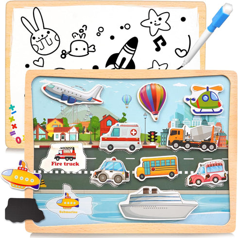 Magnetic Wooden Puzzle for Toddlers, 11 PCS Airplane Matching Toy Montessori Educational