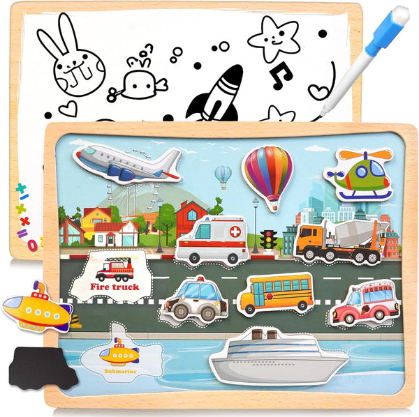 Magnetic Wooden Puzzle for Toddlers, 11 PCS Airplane Matching Toy Montessori Educational