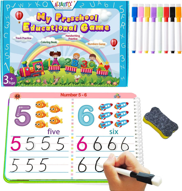 ALIANFLY Preschool Learning Activities Educational Workbook - Toddler Prek Montessori Handwriting Practice Activity