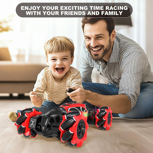 Red,1:24 4WD 360 6-12 Gesture RC Car High Speed Transform Stunt Car with Gesture & Remote Control, Rotation Drift