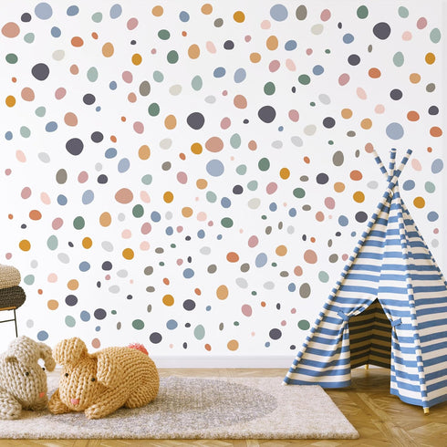 Pastel Polka Dot Stickers, Kids Wall Decals, Peel and Stick Removable Nursery Decor, Repositionable Circle Wall Art