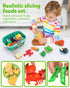 3 4 5 Coogam Pretend Play Food Kitchen Accessories for Kids, Fake Fruits Meats Vegetables Cutting Food with Shopping