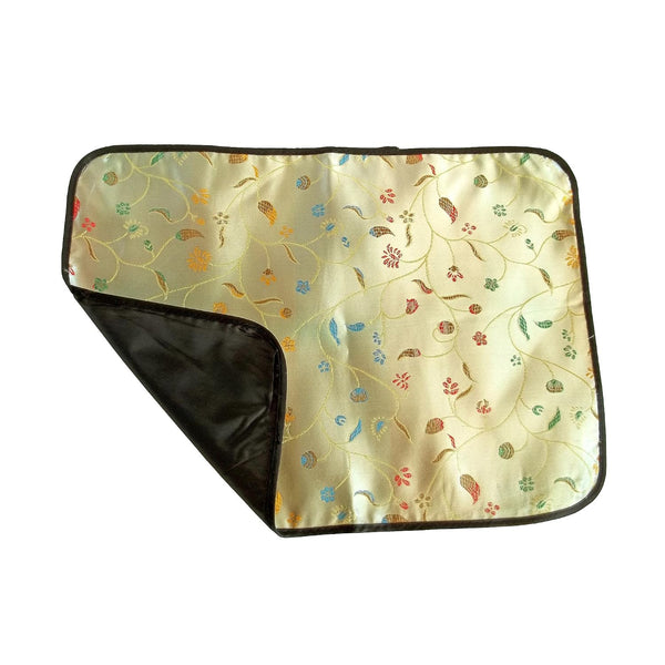 G&Z Bean Green Asian Brocade Diaper Changing Pad 14 x 10.5 Inch Chili