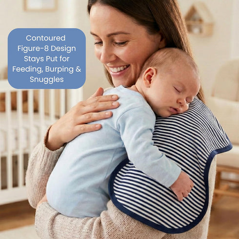 5 Pack Figure-8 22x11 Tom Tom's Kids + Baby Organic Baby Burp Cloths - GOTS Certified Organic Cotton, Contoured Design