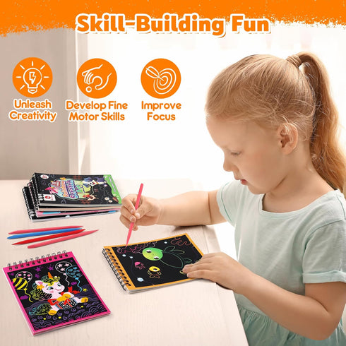 24 Pack 4-8-12, Mocoosy Scratch Art Party Favors for Kids Ages Birthday Goodie Bag Stuffers, Rainbow Scratch Notebook