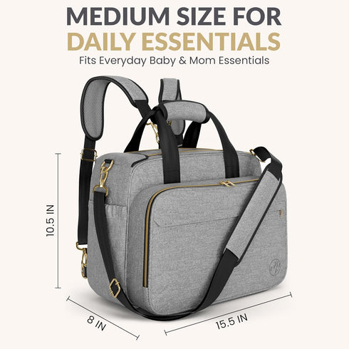 4 1 Backpack, Mellories in Convertible Baby Diaper Bag Converts from Tote to Stroller & Crossbody Diaper Bag Gray Baby