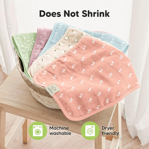 5-Pack 20x10" KeaBabies Cotton Muslin Burp Cloths Baby Boy, Girl - Soft & Absorbent Burping Cloth for Babies, Large