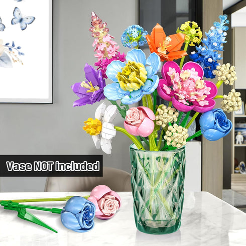 Set, 888 8+ PLAXSOON Flower Bouquet Building PCS Botanical Collection Building Block Toy, Flowers Rose Plant Home