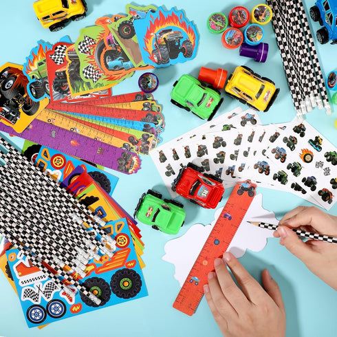 96Pcs Set BenLouis Monster Truck Party Favors Truck Car Birthday Stampers Stickers School Stationery Bulk for Kids