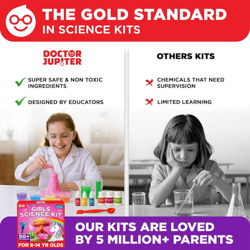 Set 8-10-12-14 8,9,10+ 50+ Doctor Jupiter Girls' Science Kit, Chemistry for Kids Ages Ideas for Year Old Girls | STEM