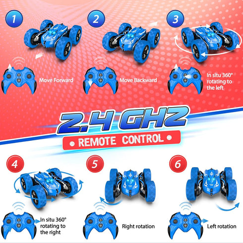 Excitobo 4 5 6 7 8 9 10 11 12 360Flip 4WD 4-12 Remote Control Car,RC Cars for Year Old Boy Double Sided Rechargeable
