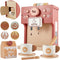 BUYGER Toy Coffee Maker for Kids, Wooden Coffee Playset Pretend Play Kitchen