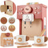 BUYGER Toy Coffee Maker for Kids, Wooden Coffee Playset Pretend Play Kitchen