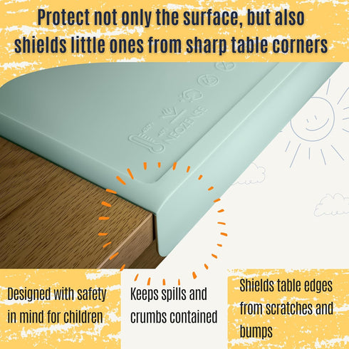 1.5mm 18"x12", Silicone Placemats for Toddlers & Kids with Angle-Protective Safety Edge Baby Placemats for Restaurants