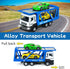 Transporter Carrier Truck Toys with 2Pcs Toy Cars Set - Pull Back Cars with Lights and Sound Trailer Vehicles for Boys