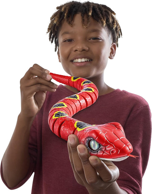 3 7150A Robo Alive Slithering Snake Series Red by ZURU Battery-Powered Robotic Light Up Reptile Toy That Moves (Red)