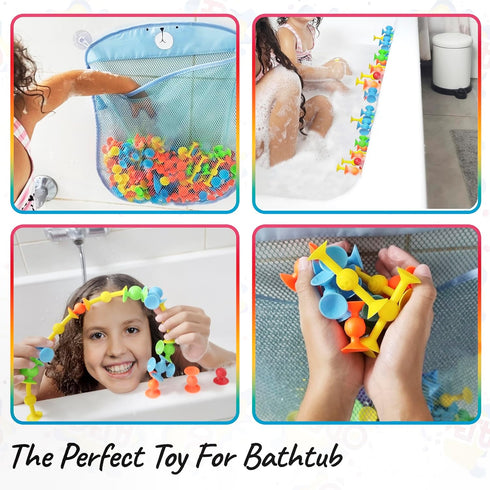 ODELA Genius Suckers 155Pcs Suction Toy, Kids Sensory Building Toys for 3 Year Olds, Interactive Bath Toy Set