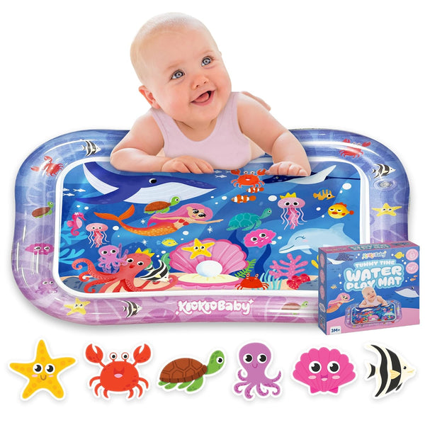 KooKooBaby Water Tummy Time Mat - Large Sensory Baby Water Mat for