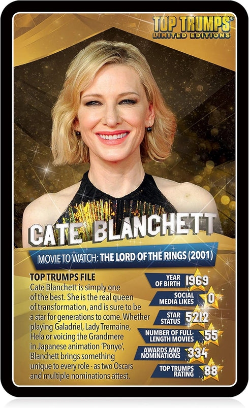 Top Trumps Card Game - Top 30 Movie Stars for Family Fun, Learning Games for Kids and Adults, 2 Players+