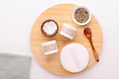 Pack 2 0.5 oz Baby Powder Talc-Free, Real Vanilla Amber Natural Scent, Cornstarch Free Arrowroot and Clay Based Powder