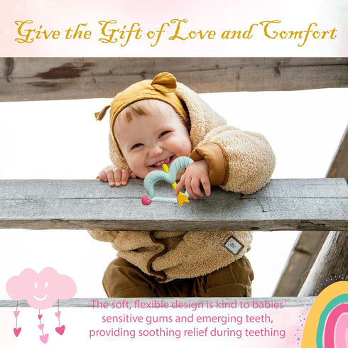 BIGSPINACH Teethers Heart Shape Silicone Baby Teether Toy Easy for Little Hands to Hold,Cupid Bow and Arrow Soft