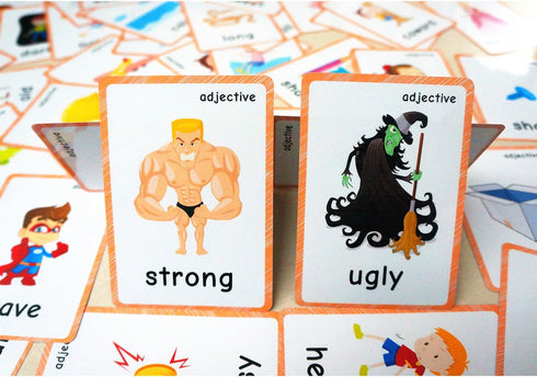 SANTSUN Set Toddlers(47 of Adjectives&Antonym Flash Cards for pc) | Kids Learning Flashcard & Montessori Pocket Cards