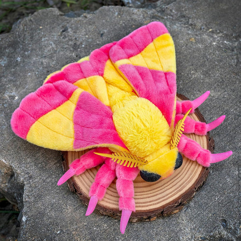 Giant Rosy Maple Moth Plush - Lifelike 26" Stuffed Animals, Realistic Soft Pink Big Wings Moth Toys for Kids