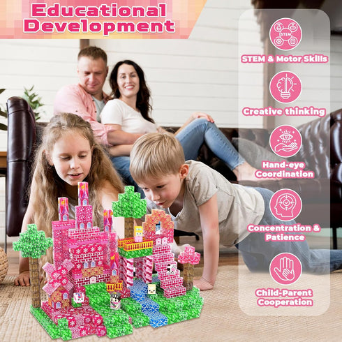 Magnetopia 100PCS Sets 4-8 Magnetic Blocks - Magnetic Building Block Cubes, Magnet Blocks Transparent Castle Princess