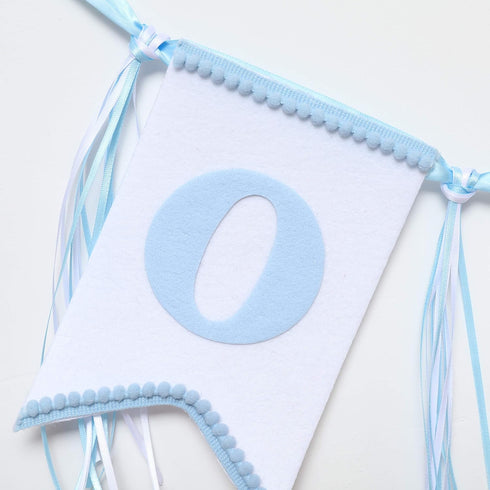 1st WAOUH Boys Birthday Hat and Highchair Banner - Blue and WHite Party Decoration (BAI LAN TAO CAN)